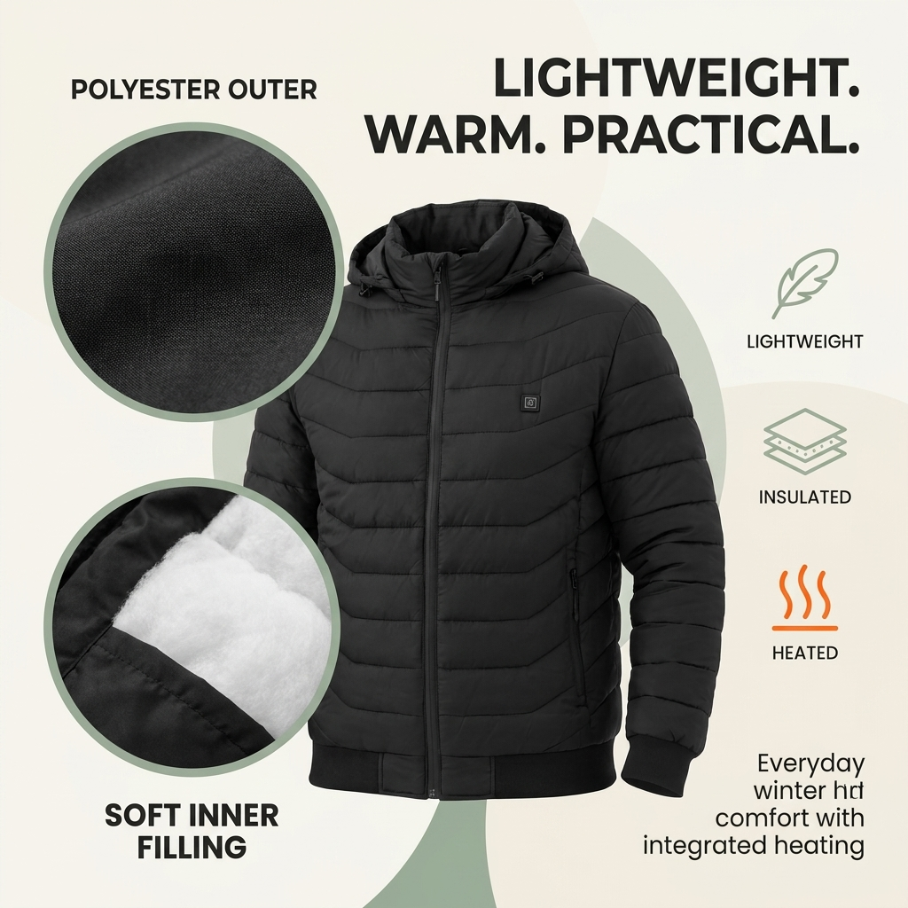 Verwarmde jas – negen warmtezones, waterdicht en winddicht VestraGear