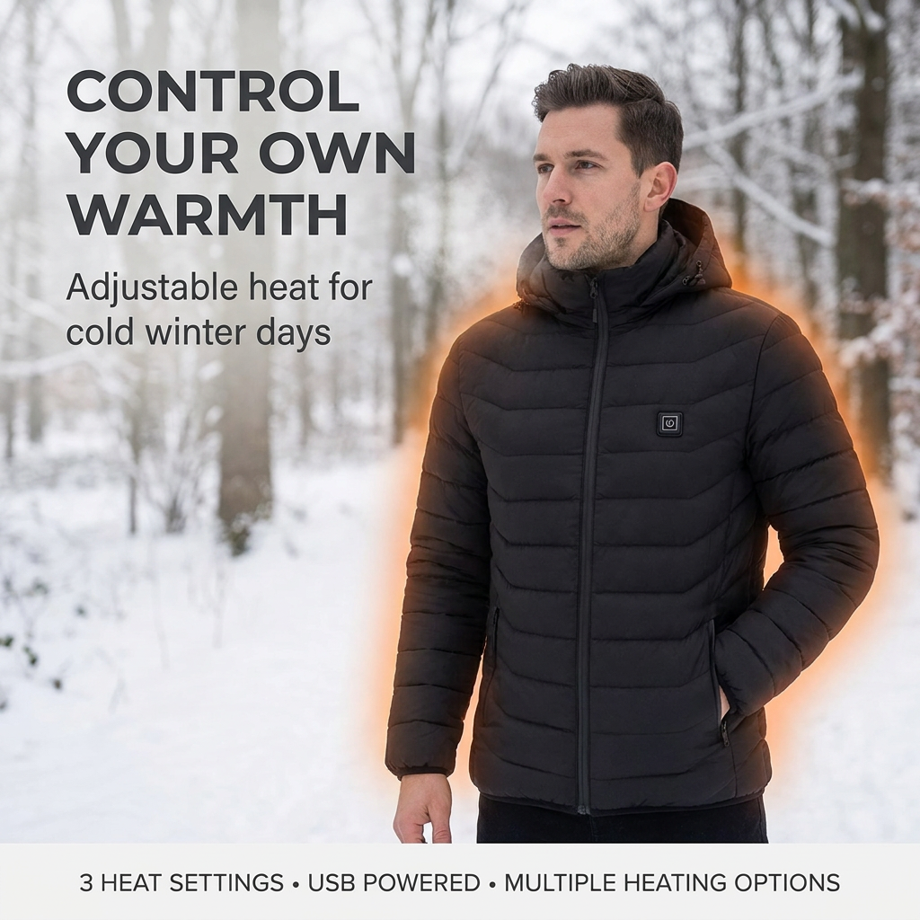 Slimme verwarmingsjas heren – USB-thermostaat en warmtezones VestraGear