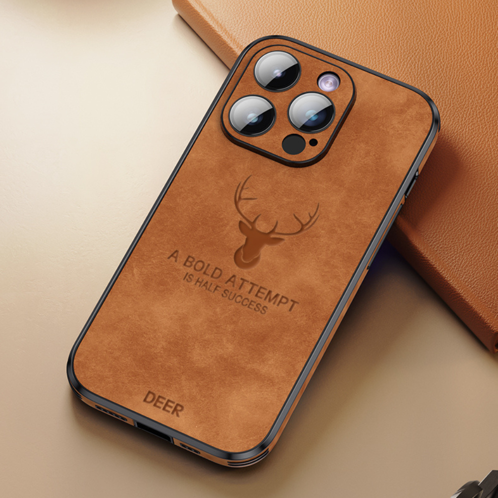 Deer – funda para iPhone de coiro auténtico e resistente a golpes – deseño elegante e delgado