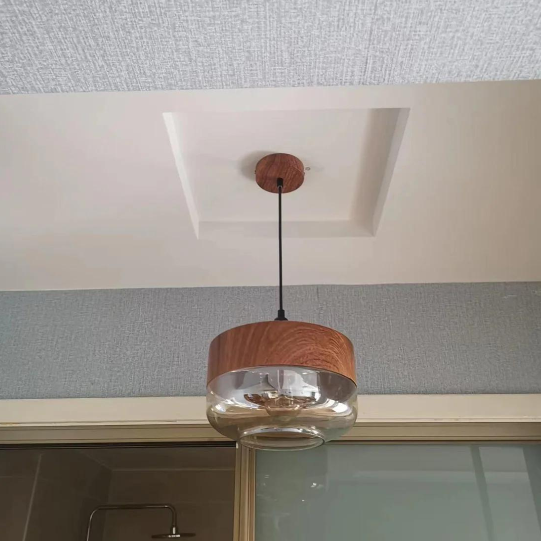 NordLuna Lámpara de techo – Elegante lámpara de techo escandinava de madera para interiores cálidos y modernos