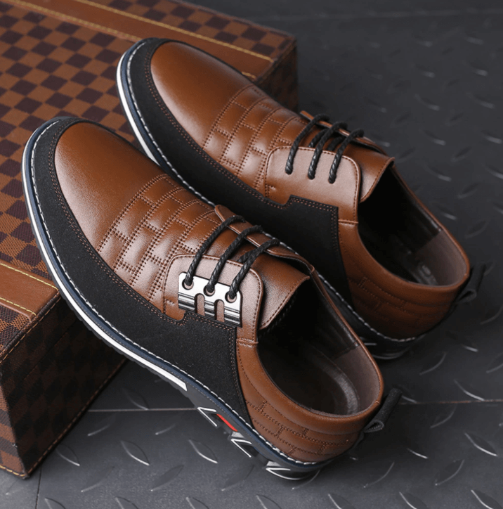 Heren schoenen – nette lederlook veterschoenen met demping en gripzool