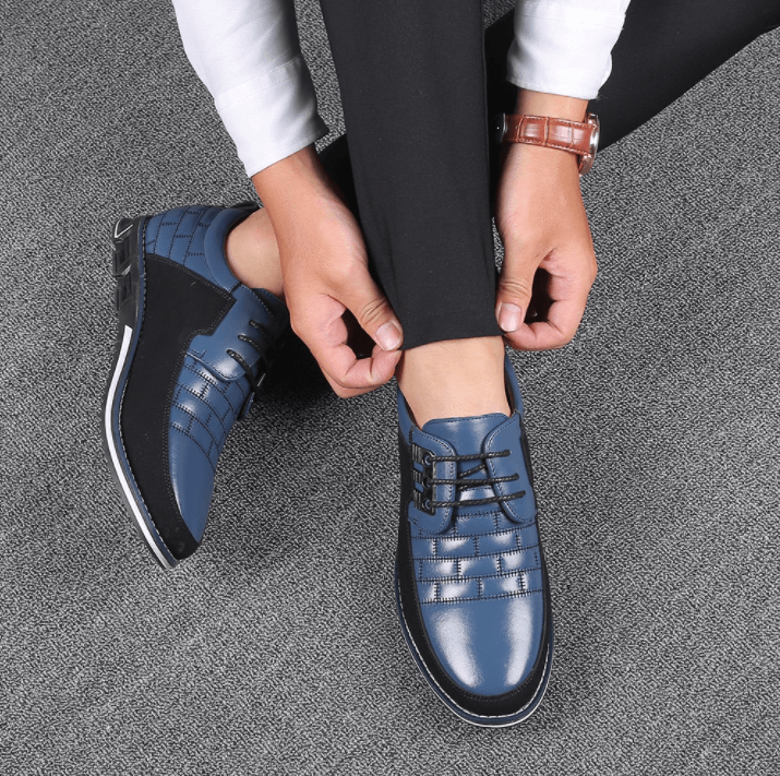 Heren schoenen – nette lederlook veterschoenen met demping en gripzool