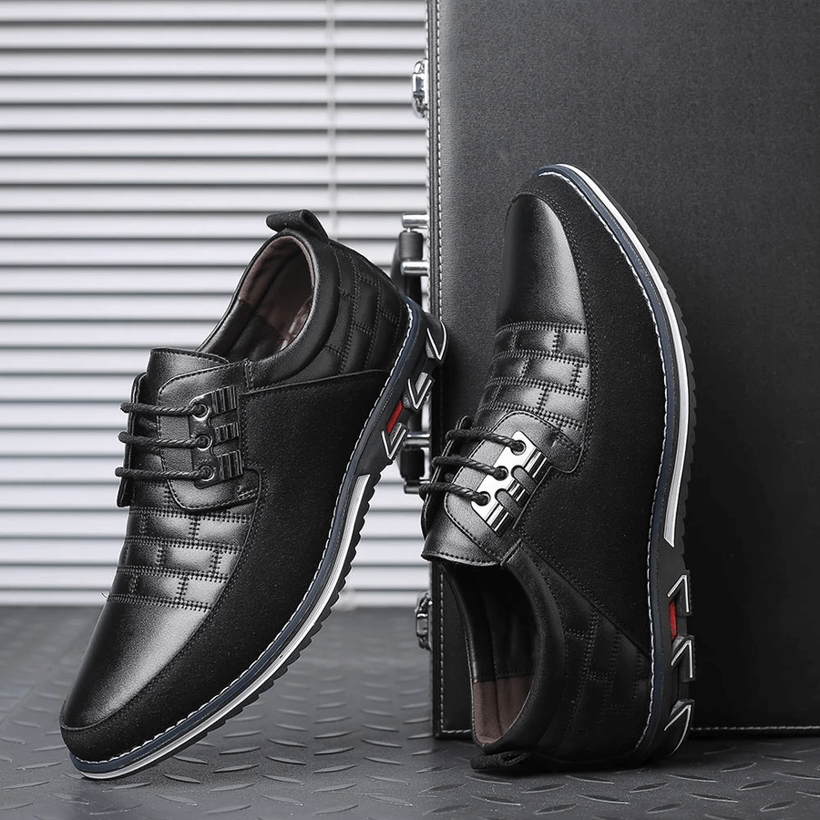 Heren schoenen – nette lederlook veterschoenen met demping en gripzool