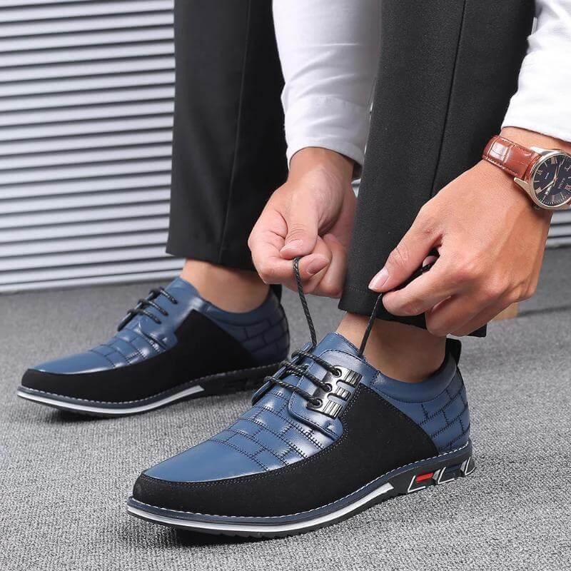 Heren schoenen – nette lederlook veterschoenen met demping en gripzool