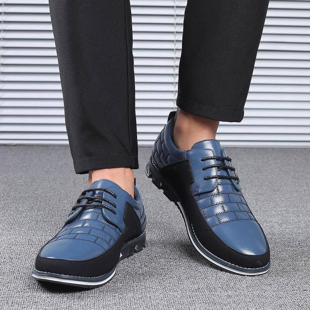 Heren schoenen – nette lederlook veterschoenen met demping en gripzool