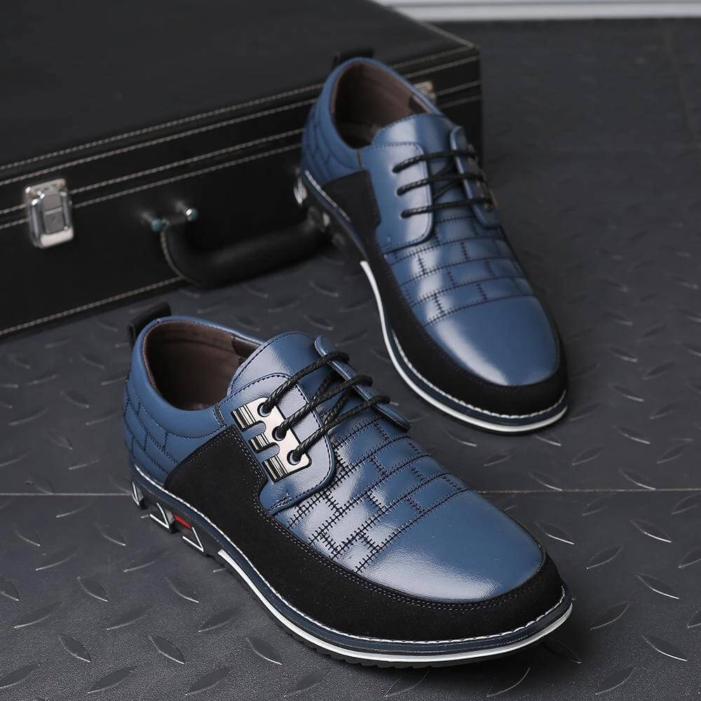 Heren schoenen – nette lederlook veterschoenen met demping en gripzool