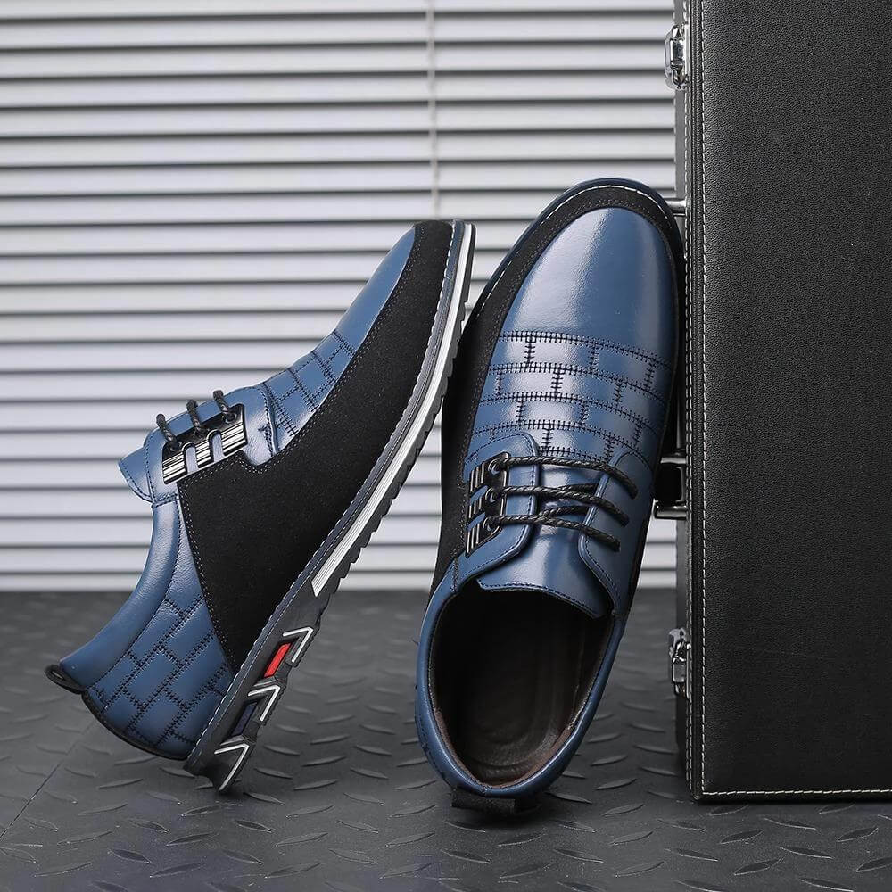 Heren schoenen – nette lederlook veterschoenen met demping en gripzool