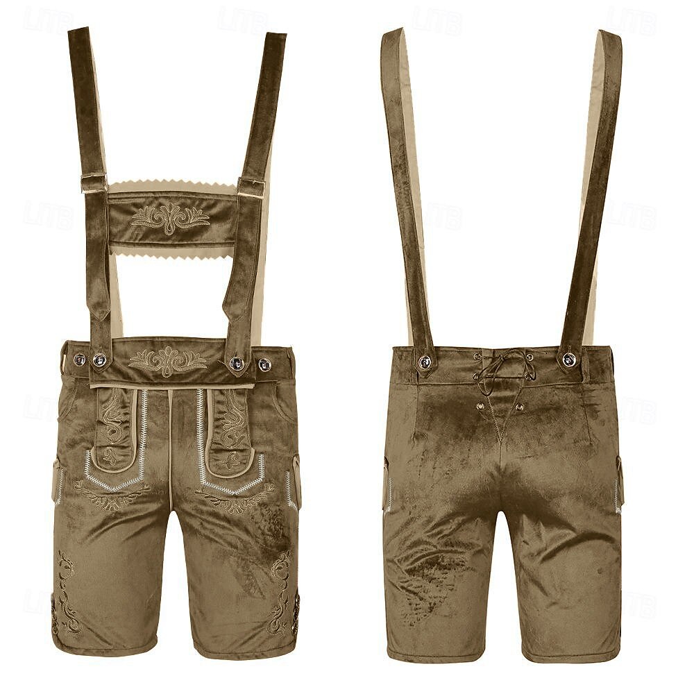 AlpenKraft – Heren Lederhosen-Shorts met Borduursel – Bruin of Zwart