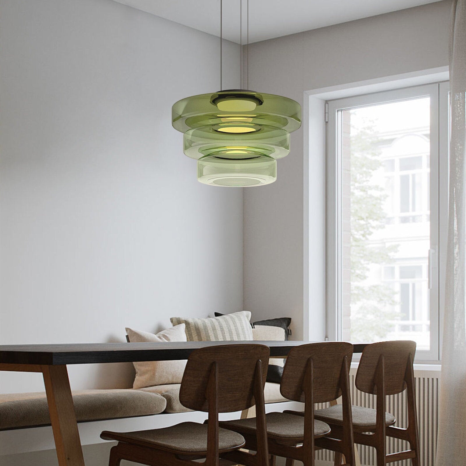 AuroraLicht – Lámpara colgante de vidro Bauhaus | Deseño moderno e axustable