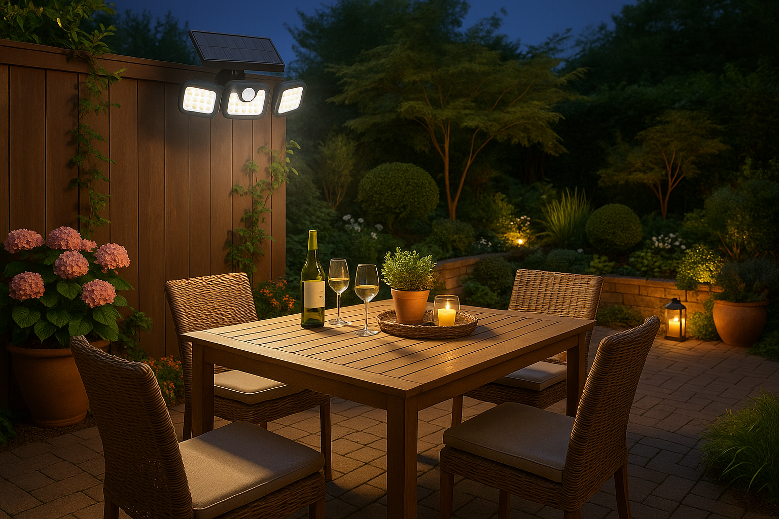 SolarGuard – lámpara exterior LED de 3 cabezas con sensor de movimiento – impermeable IP65