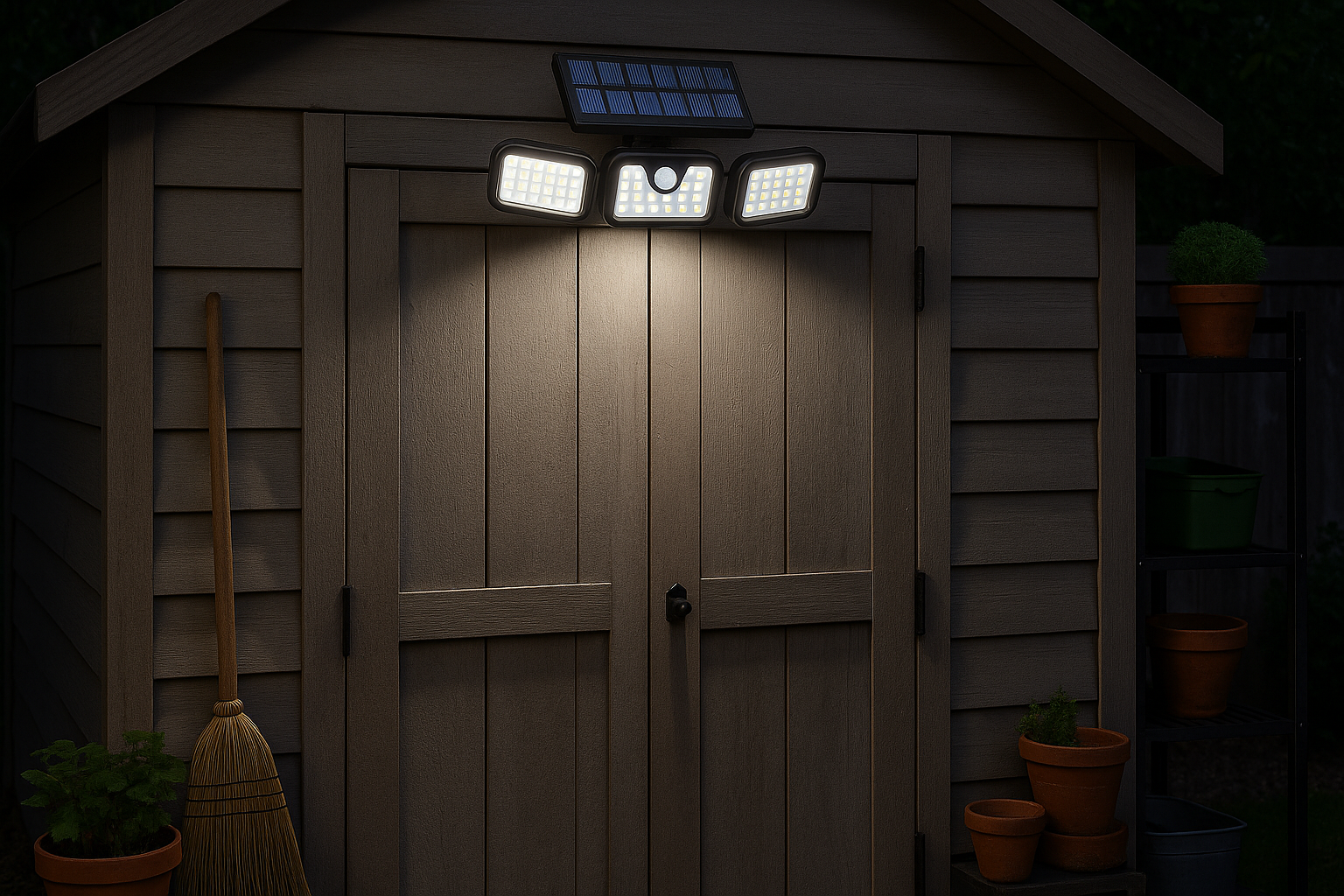 SolarGuard – lámpara exterior LED de 3 cabezas con sensor de movimiento – impermeable IP65