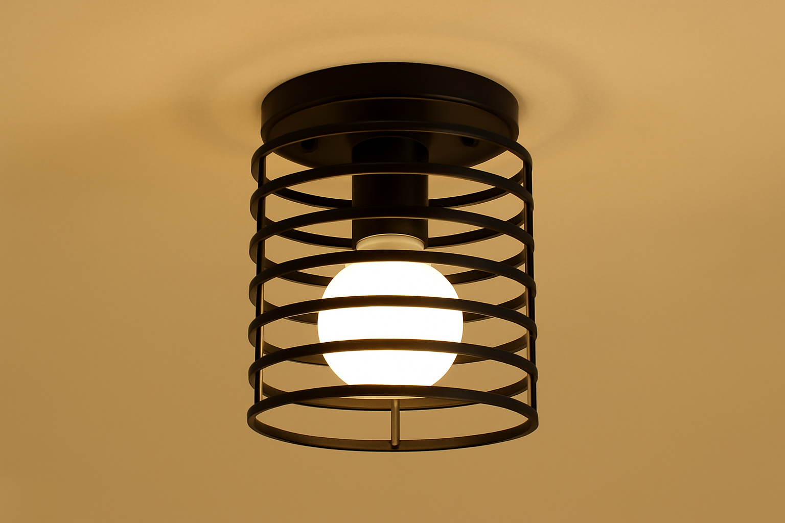 Lumora – Vintage Halblampen-Deckenleuchte aus Industrie-Metall – E27 Fassung  
