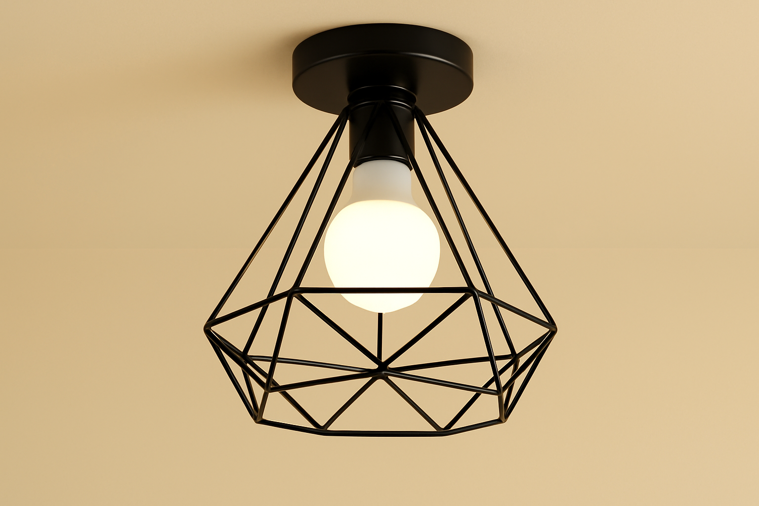 Lumora – Vintage Halblampen-Deckenleuchte aus Industrie-Metall – E27 Fassung  