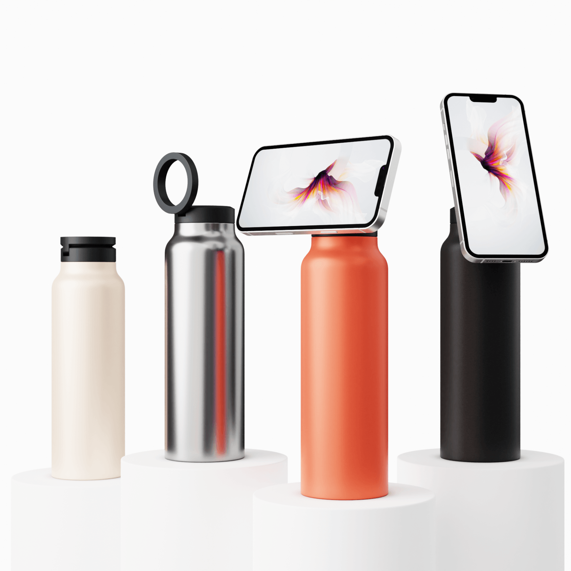 HydroMag Pro – Edelstahl Trinkflasche mit MagSafe Handyhalterung