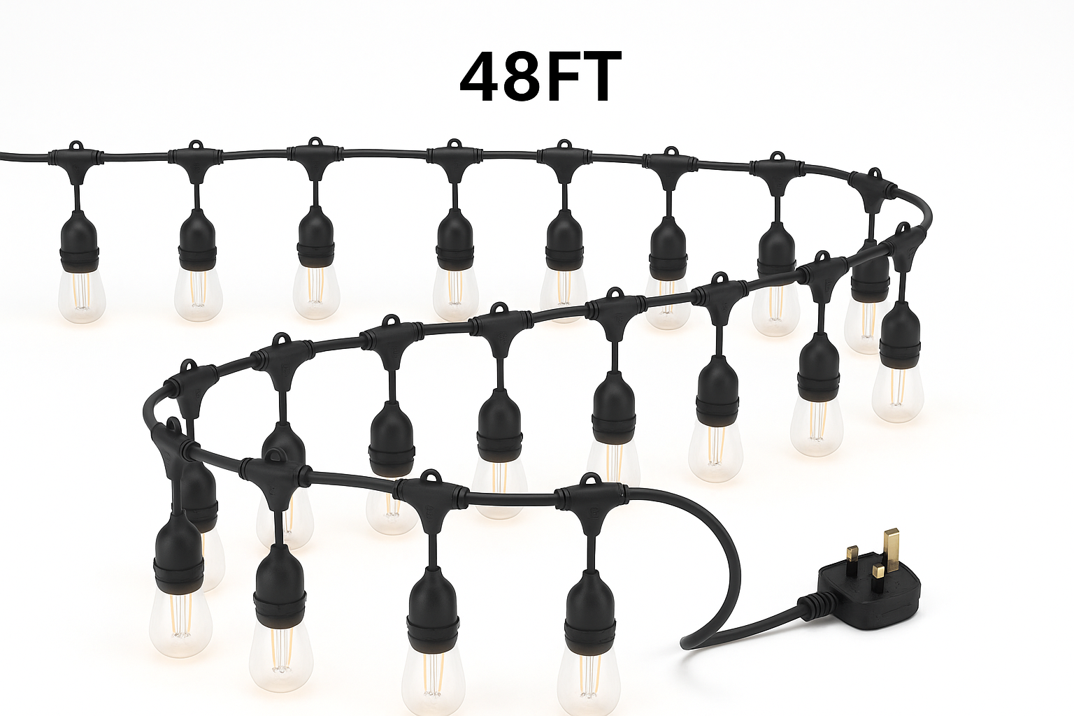 Lumora – Iluminación festiva exterior 15 lámparas LED – 48FT IP65 impermeable