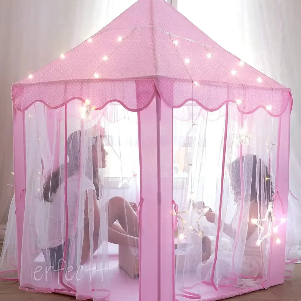 Tenda de xogo de princesa rosa para nenas | Espazo de xogo máxico