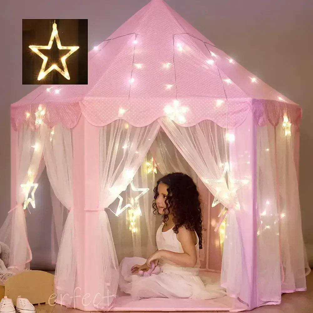 Tenda de xogo de princesa rosa para nenas | Espazo de xogo máxico