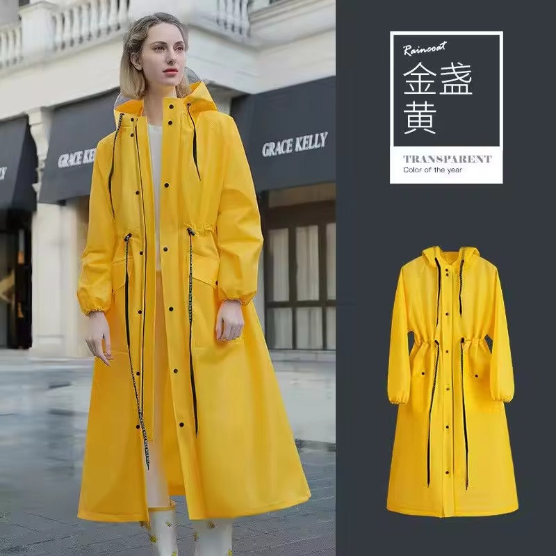 Sophie – Abrigo de lluvia impermeable para mujer con capucha en blanco, elegante y práctico
