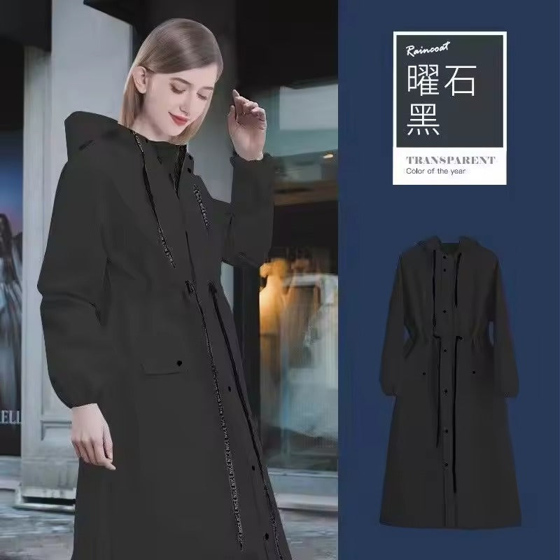 Sophie – Abrigo de lluvia impermeable para mujer con capucha en blanco, elegante y práctico