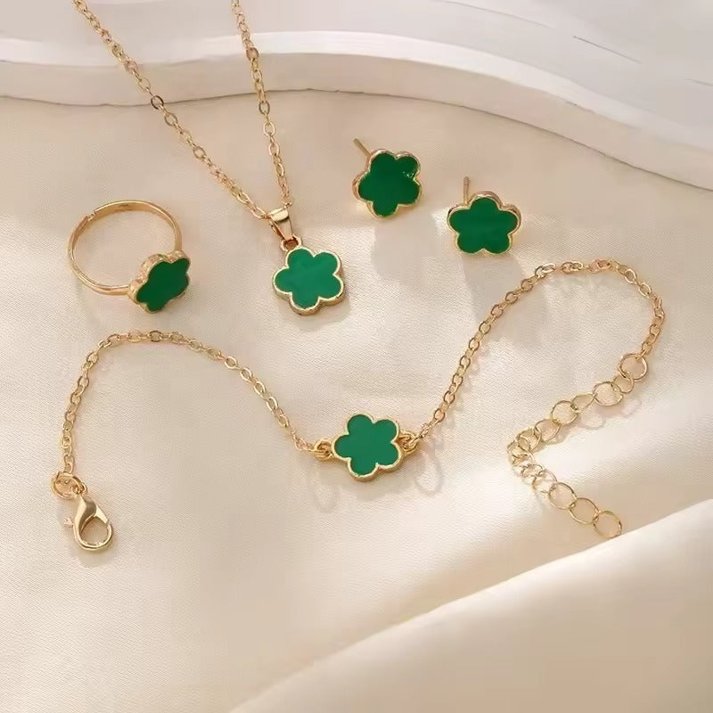 Celeste – Jewelry set 18K gold-plated green steel – stylish accent for women