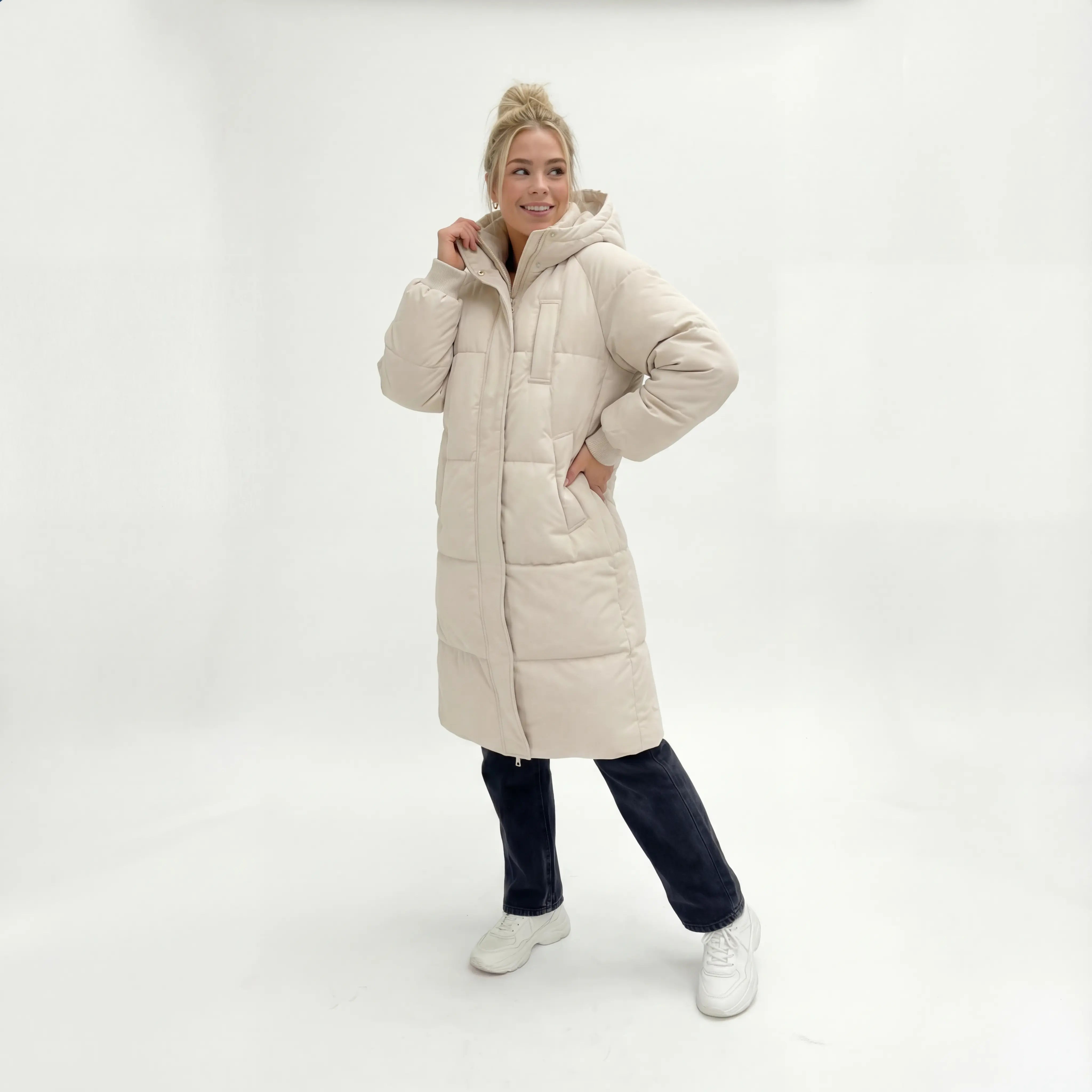 Chaqueta acolchada Lange con capucha – Abrigo de invierno oversized con relleno cálido