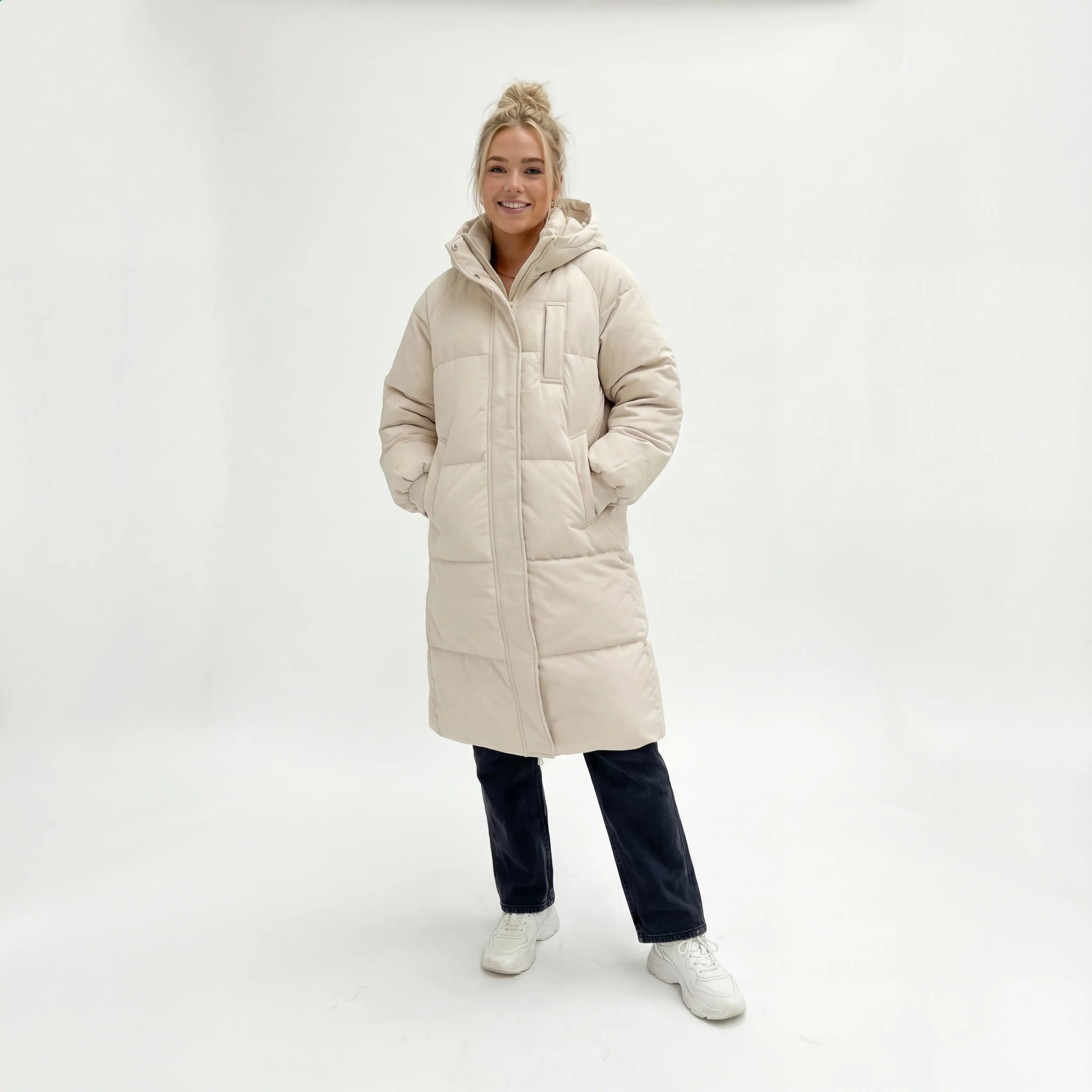 Chaqueta acolchada Lange con capucha – Abrigo de invierno oversized con relleno cálido