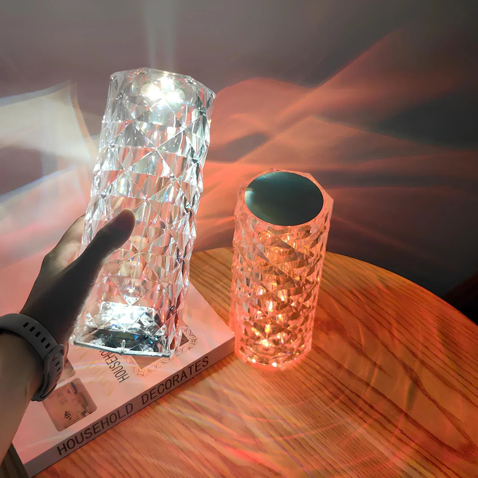 Aurora – Lámpara de mesa de cristal con control táctil – Regulable e recargable