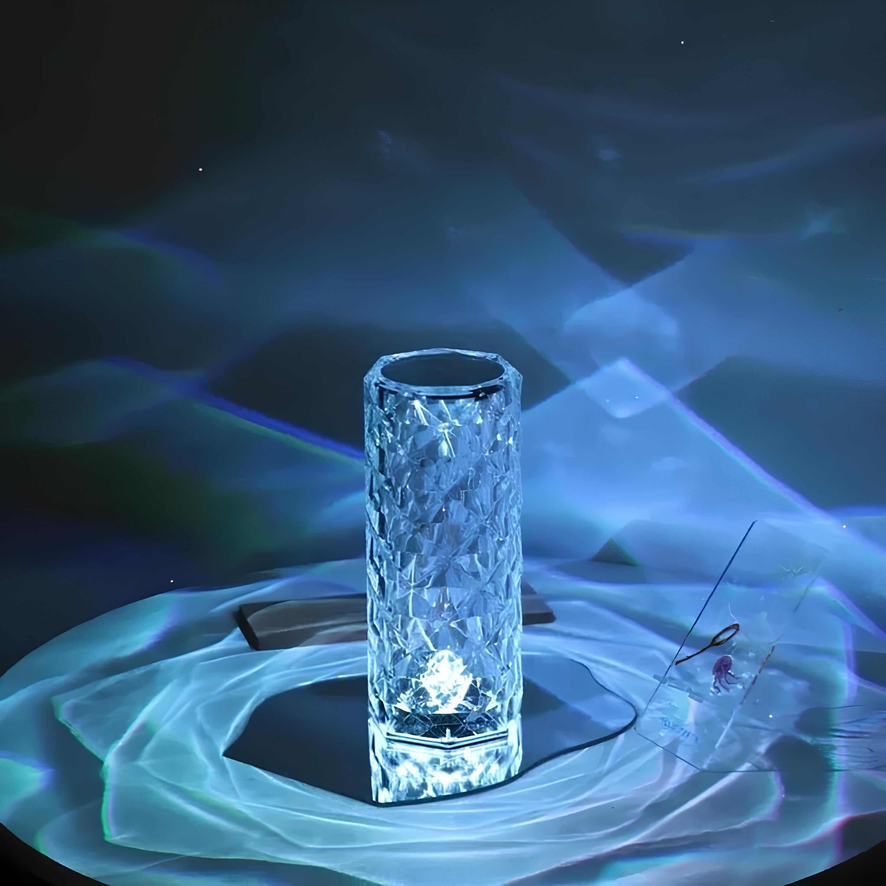 Aurora – Lámpara de mesa de cristal con control táctil – Regulable e recargable