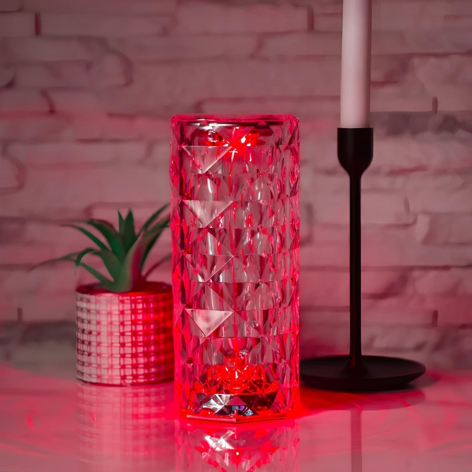 Aurora – Lámpara de mesa de cristal con control táctil – Regulable e recargable