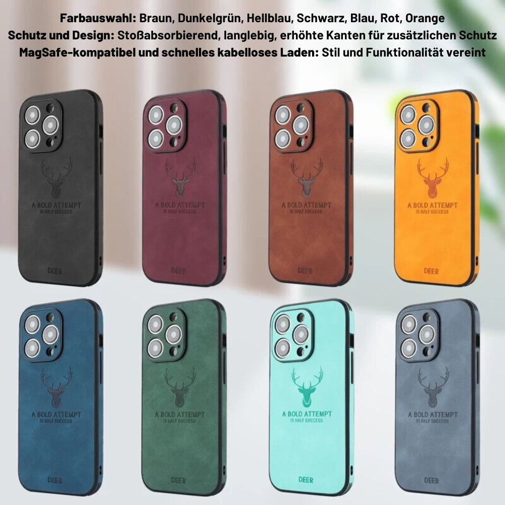 Deer – funda para iPhone de coiro auténtico e resistente a golpes – deseño elegante e delgado