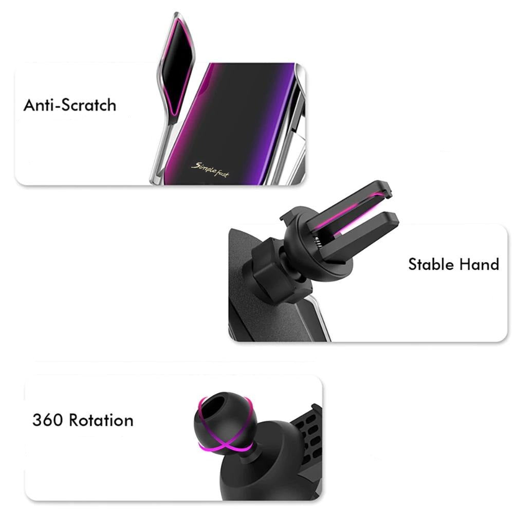 Handyhalter fürs Auto – automatische Klammerhalterung mit kabellosem Laden und 360° Rotation