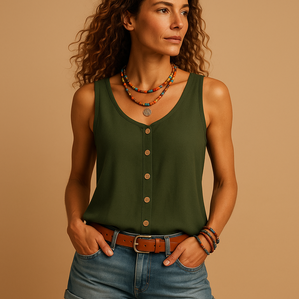 Lunira – Dames top met V-hals en zakken – Zomerse look voor in je vrije tijd