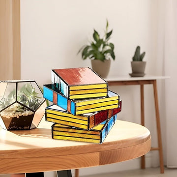BookStack Ambiance Tischlampe - Gestapeltes Bücherdesign mit bunter Beleuchtung