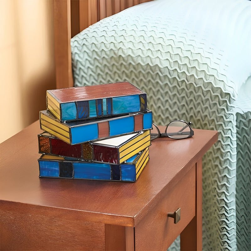 BookStack Ambiance Tischlampe - Gestapeltes Bücherdesign mit bunter Beleuchtung