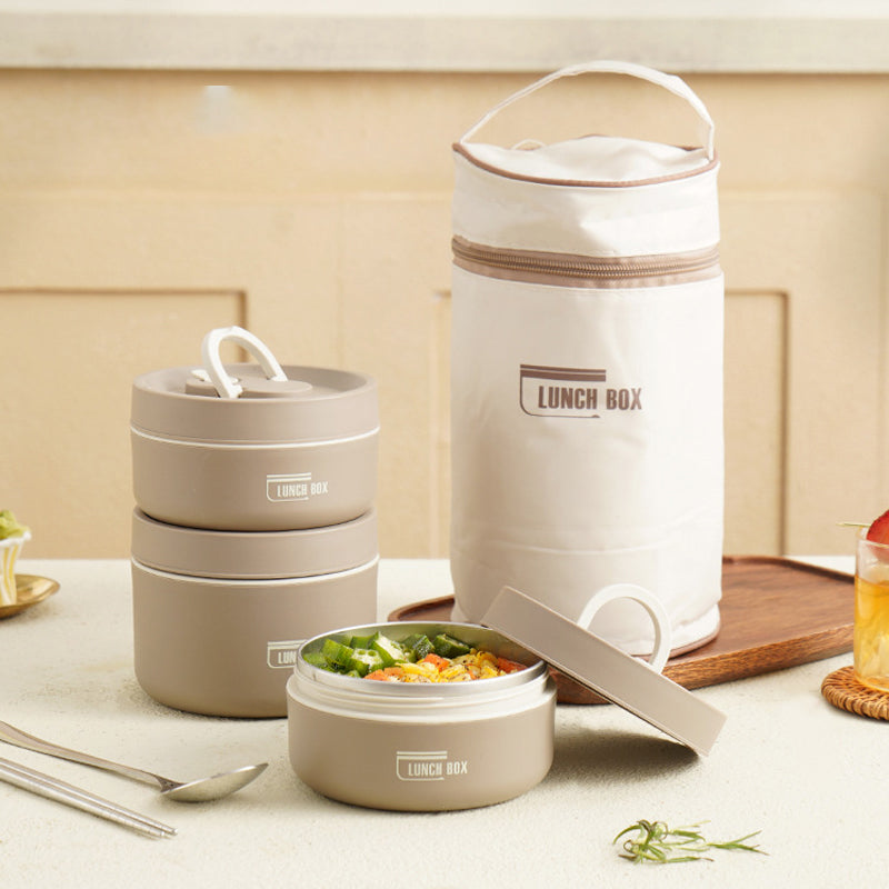 ThermoBox Lunchbox – Smart Multi-layer Lunchbox with Insulation and FREE Carry Bag for Hot and Cold Meals On the Go