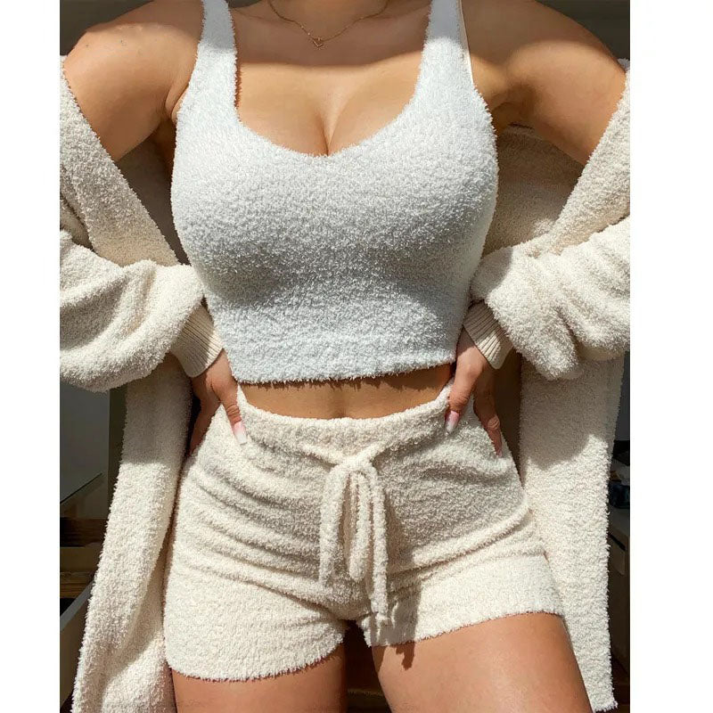 Conjunto de pijama de 3 piezas para mujer – suave, cómodo y con una bata de estilo elegante
