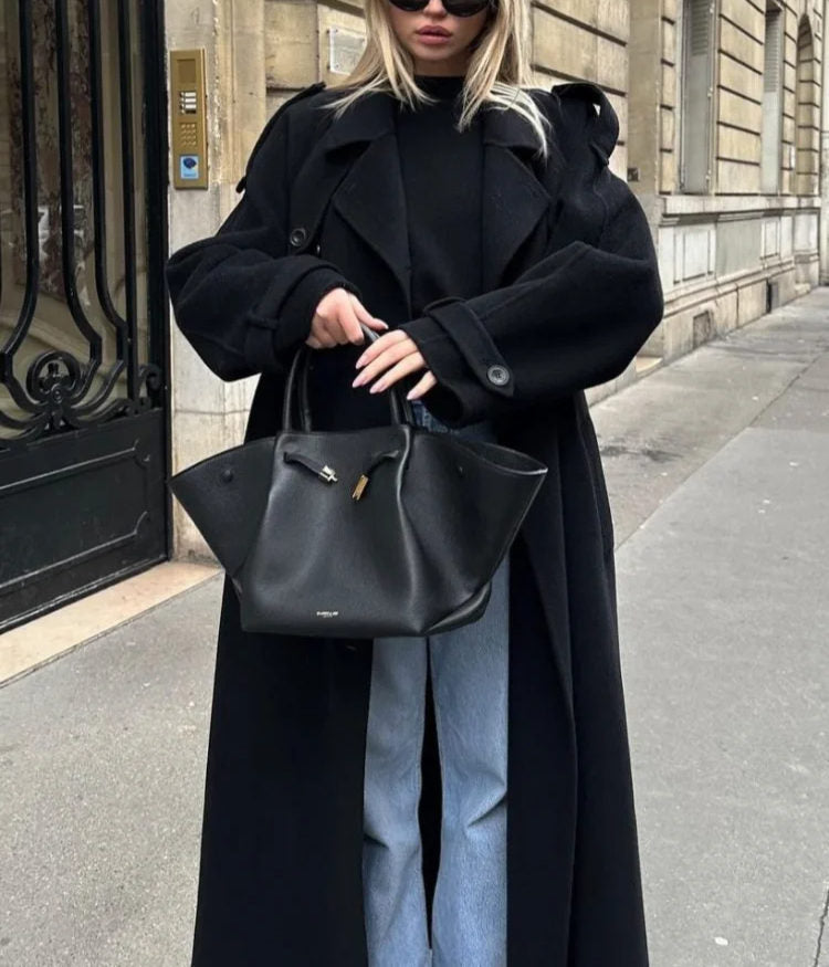 Dames manteljas – lange oversized pasvorm met dubbele knoopsluiting