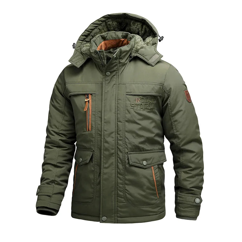 Fjorsen – Chaqueta de inverno para home impermeable con capucha e forro térmico