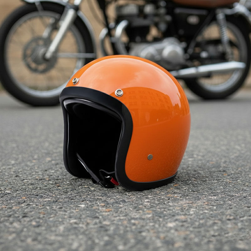 Motorhelm – Laag profiel vintage motorhelm met DOT-gecertificeerde glasvezelschaal