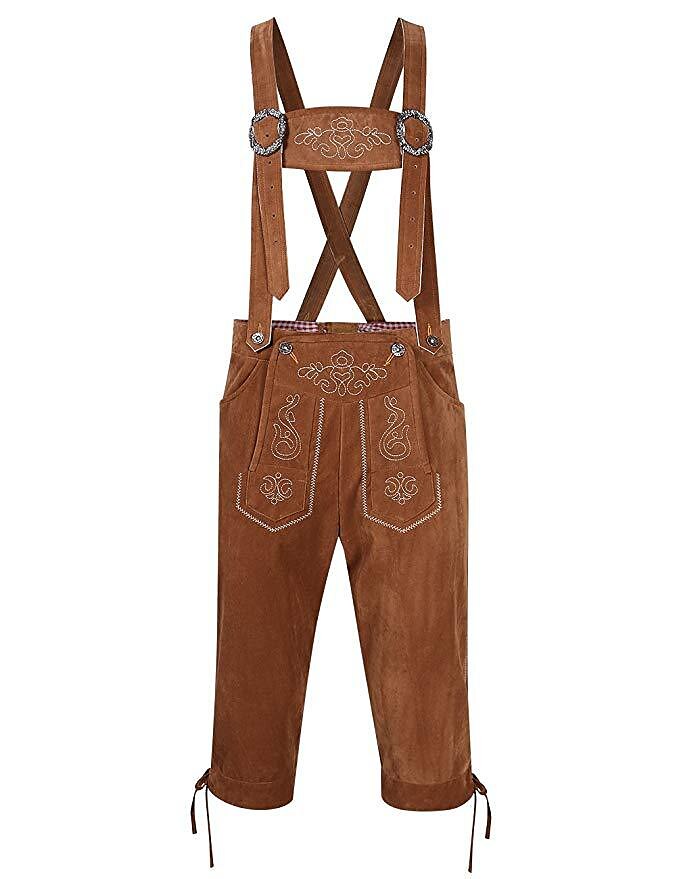 Alpenkraft – Lederhosen-Shorts in Wildleerlook met Borduursel – Oktoberfest Heren