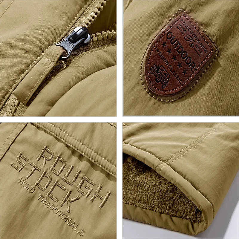 Fjorsen – Chaqueta de inverno para home impermeable con capucha e forro térmico