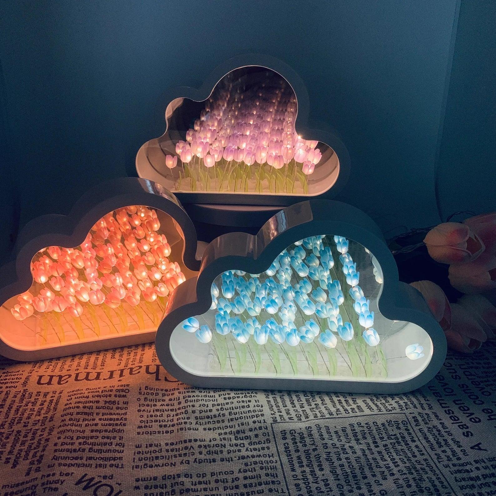 Espello LED Tulipán Cloud – Luz máxica e detalles simbólicos de tulipán