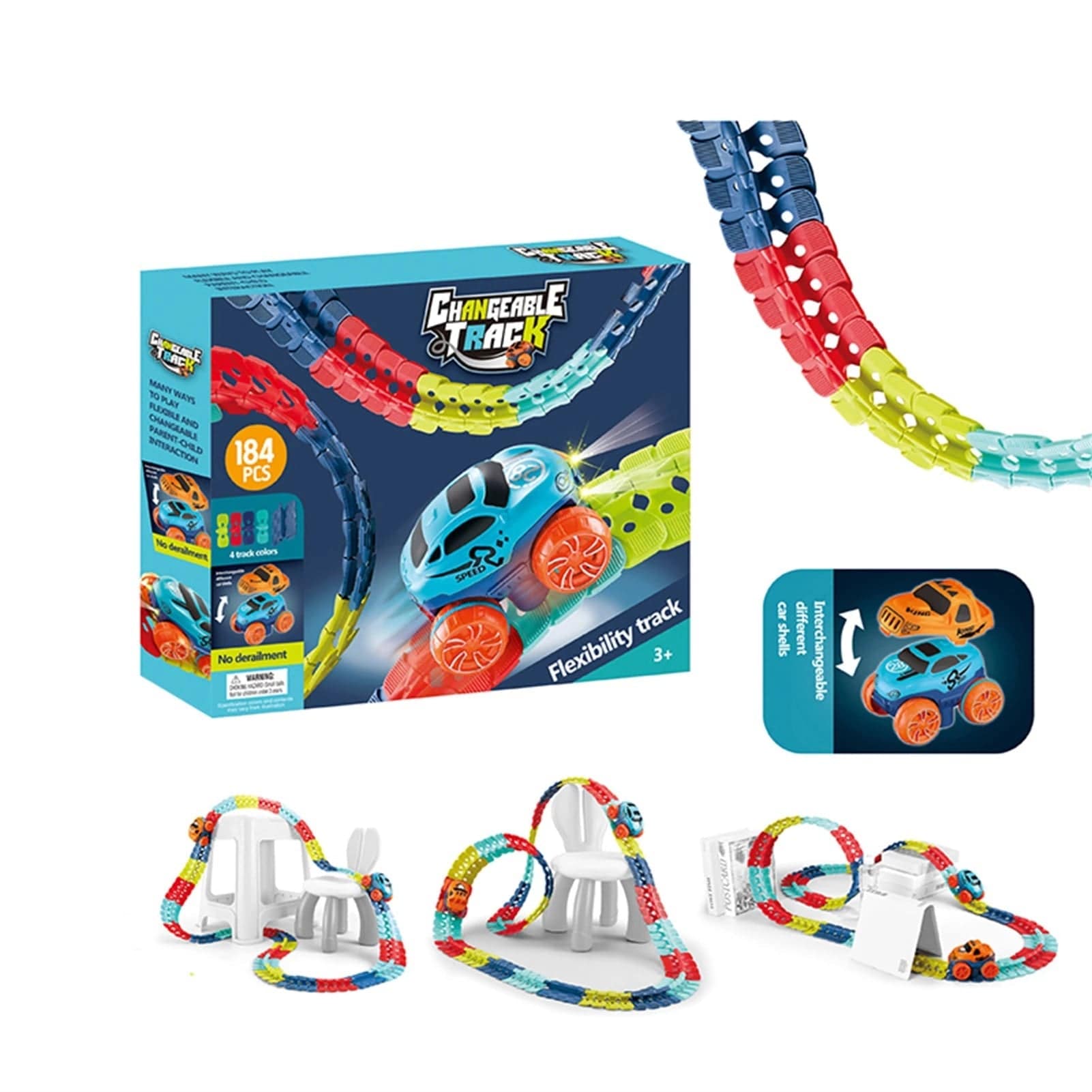 KidsPlay – Pista de carreiras magnética flexible e iluminada – a partir de 3 anos