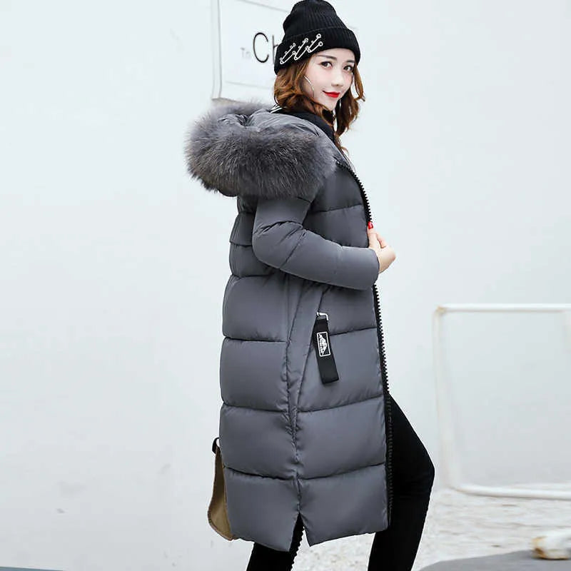 Jimenaza Abric d'hivern llarg amb coll de pell – Elegant, calent i impermeable