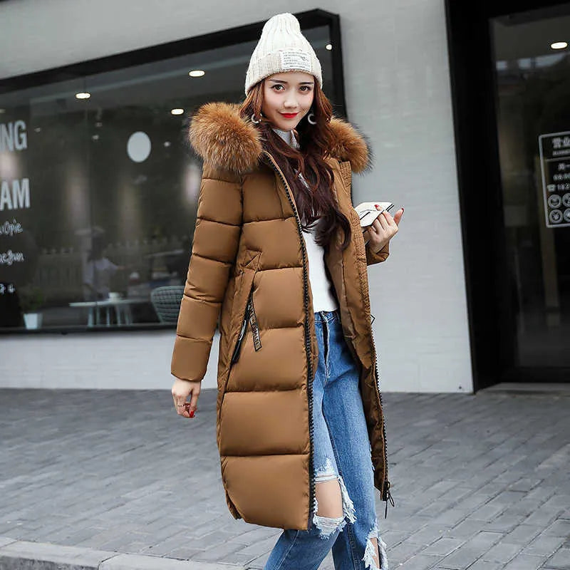 Jimenaza Abric d'hivern llarg amb coll de pell – Elegant, calent i impermeable