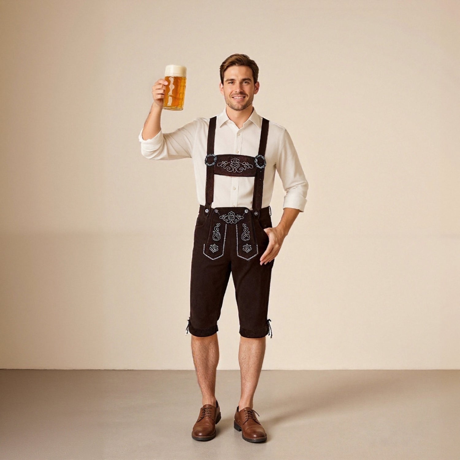 Alpenjunge – Lederhosen-Shorts met Borduursel voor Heren, Oktoberfest