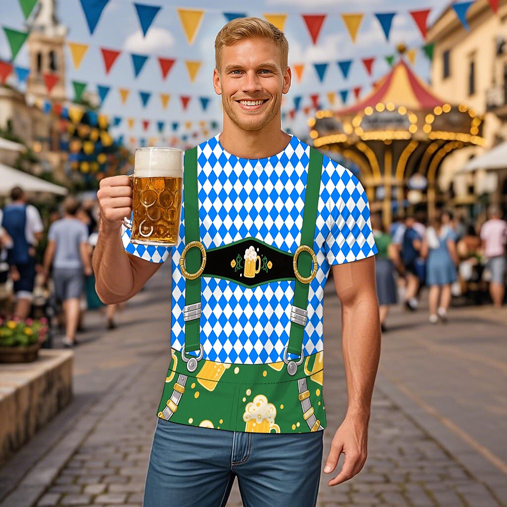 Trachtenwitz – Heren-T-Shirt met Lederhosen-Print – Jouw humorvolle Wiesn-look
