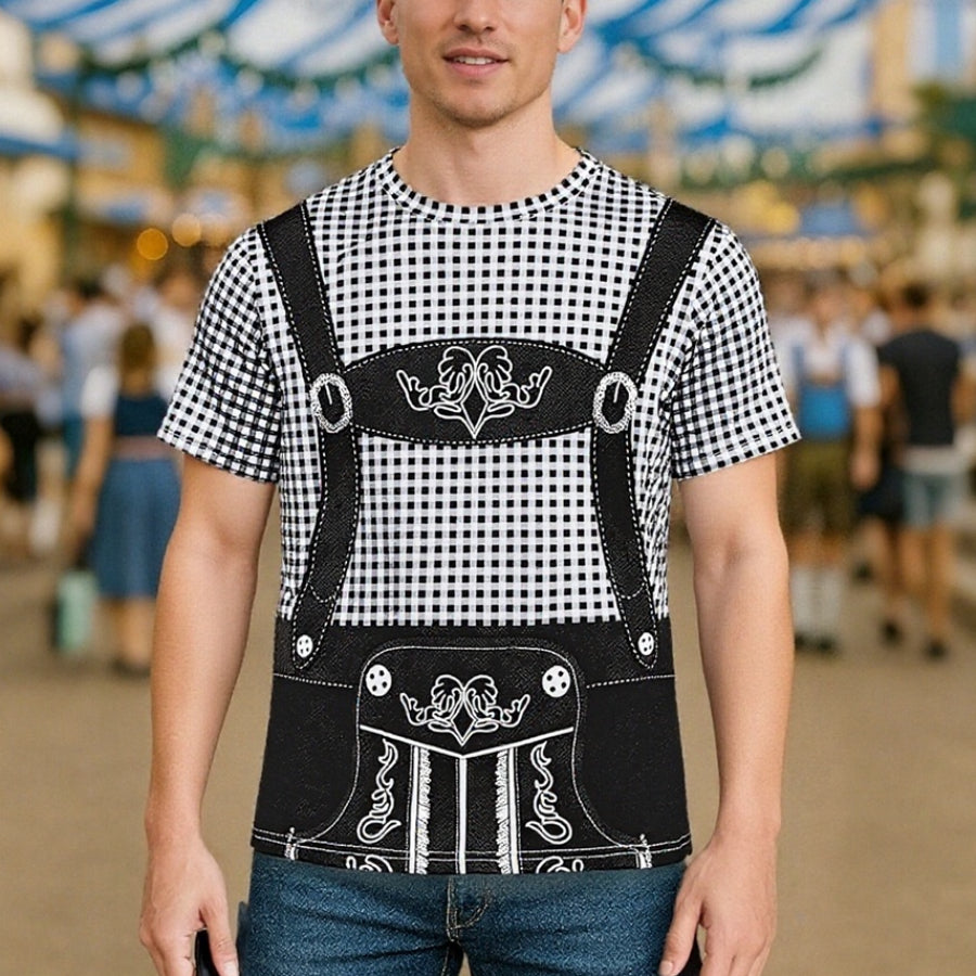 BrauBruder – T-Shirt met Lederhosen- & Bierbuik-Print