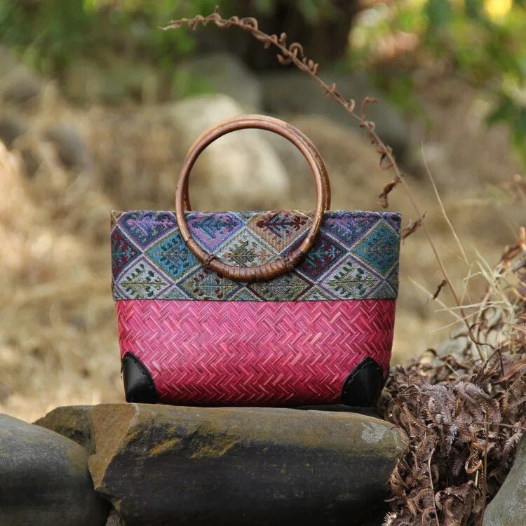 Revalki Sakura | Bolso de moda de estilo playa y boho hecho de bambú tejido