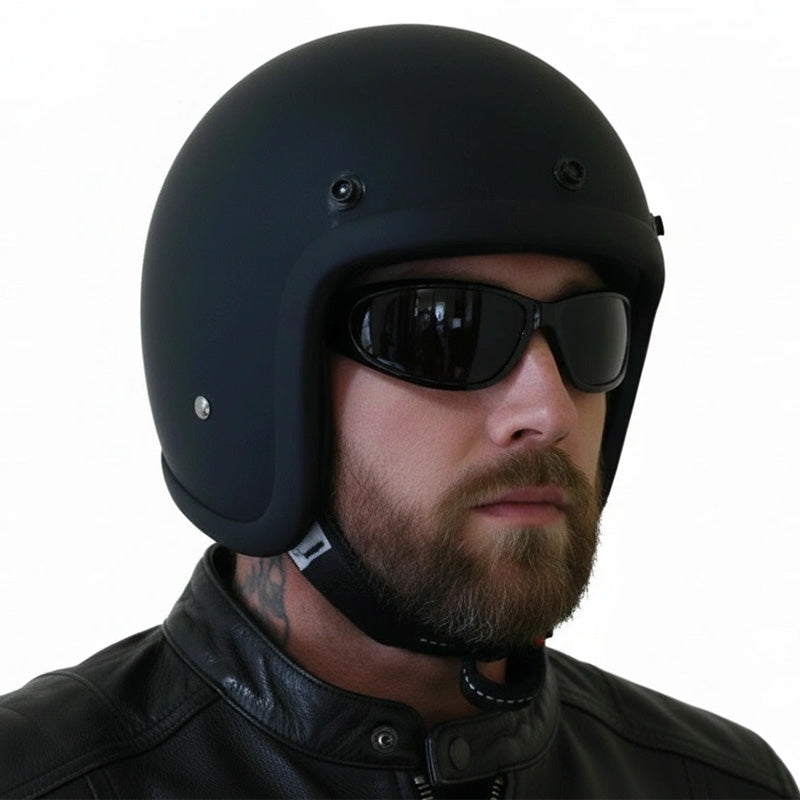 Motorhelm – Laag profiel vintage motorhelm met DOT-gecertificeerde glasvezelschaal